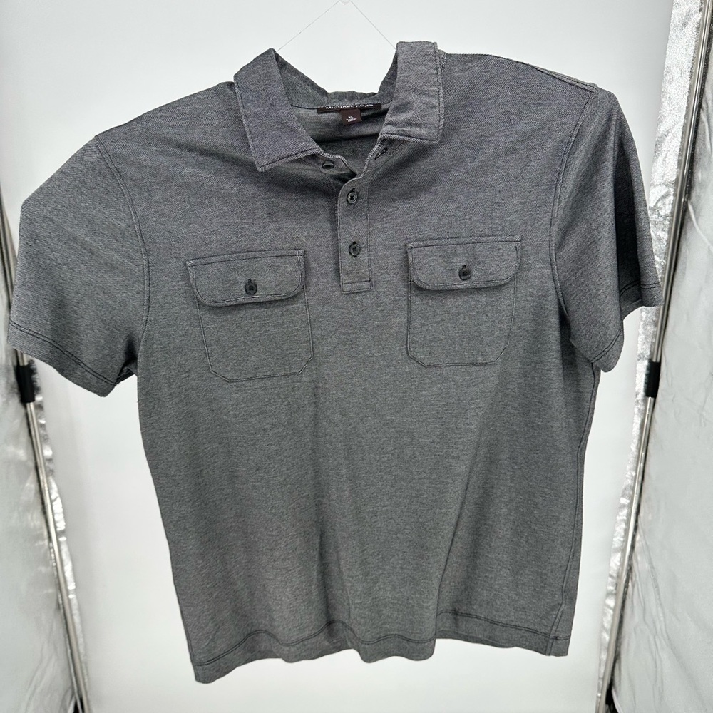 Michael Kors Men's Short-Sleeve Polo in Charcoal Gray - Picture 1 of 6